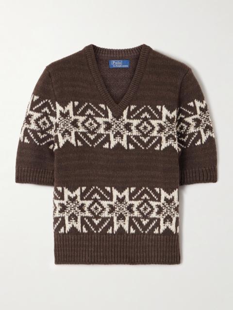 Polo Ralph Lauren Intarsia Cotton And Wool-blend Sweater