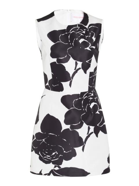 CAROLINA HERRERA Printed Faille Mini Dress black/white