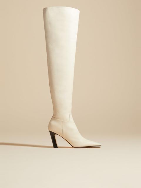 KHAITE The Marfa Over-the-Knee High Boot in Off-White Leather