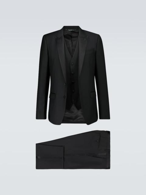 Three-piece wool and silk tuxedo