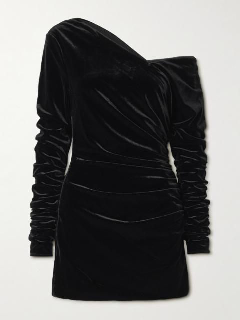 SIR. Ettore Off-the-shoulder Draped Stretch-velvet Mini Dress