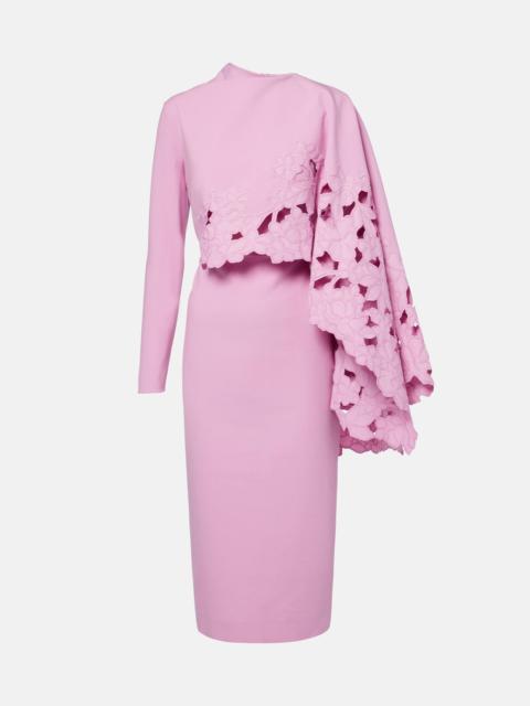 Oscar de la Renta Cape-detail wool-blend midi dress