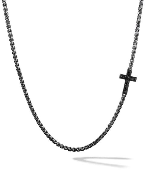 DAVID YURMAN Men's Streamline Cross Station Necklace in Sterling Silver - Black Diamond