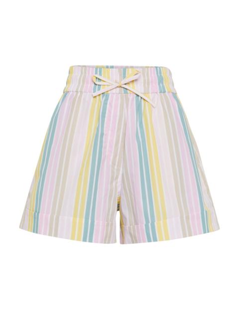 GANNI Stripe Cotton Elasticated Shorts