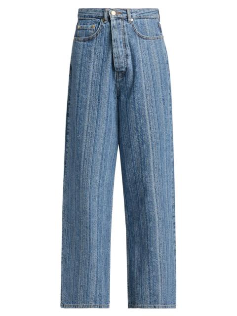 GANNI Women's Striped Baggy-Fit Jeans - Indigo