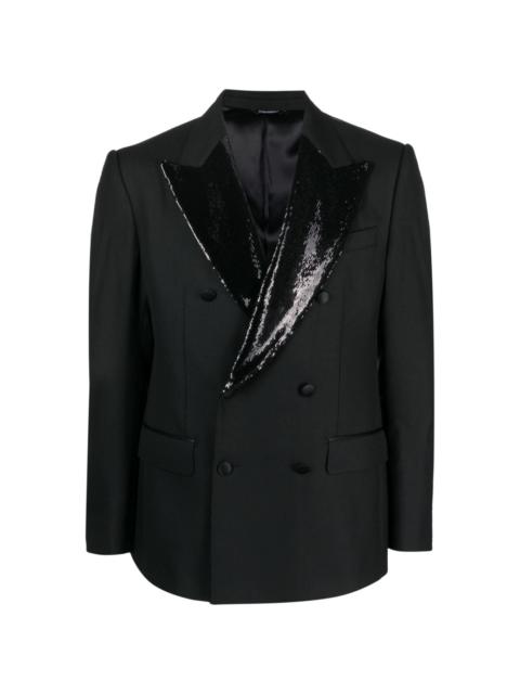 sequin-lapel double-breasted blazer