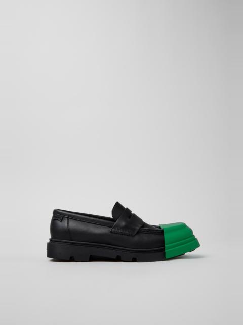 CAMPER Junction Black Leather Moccasins for Women.