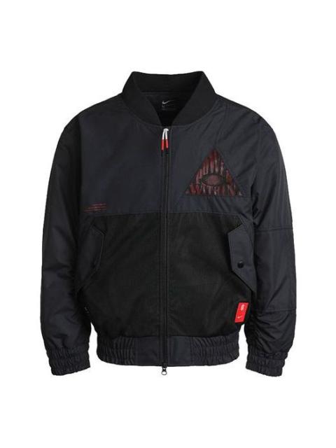 Nike Men's Nike Kyrie Basketball Sports Mesh Patchwork Print Pattern Woven Baseball Padded Jacket CK6671-