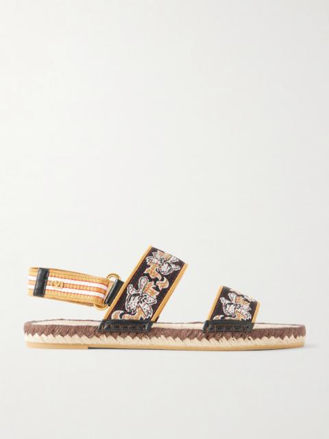 Valentino Leather-trimmed Embroidered Canvas Espadrille Sandals