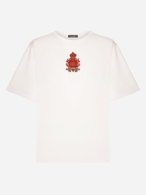 Dolce & Gabbana Silk jersey T-shirt with heraldic DG patch