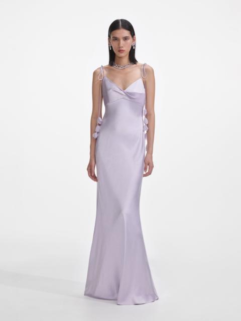 self-portrait Lilac Flower Satin Maxi Dress
