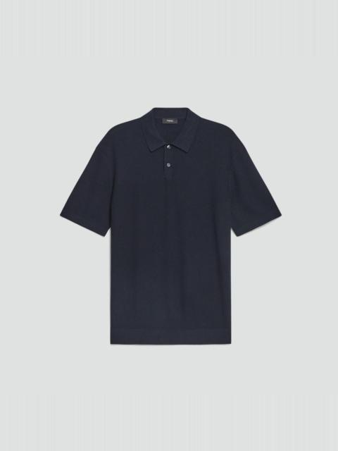 Theory Goris Textured Polo Shirt in Light Bilen