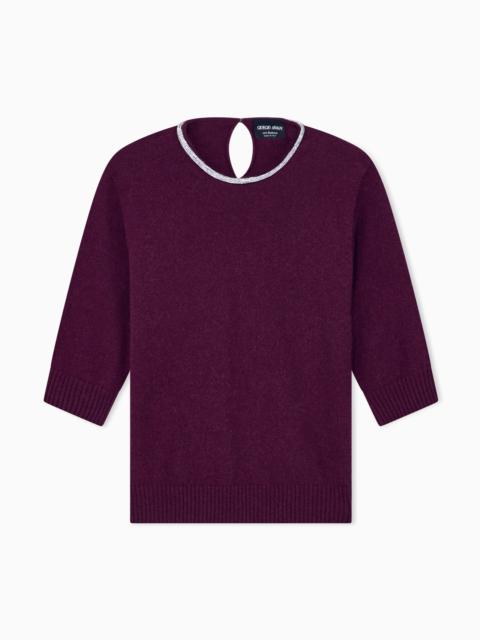 GIORGIO ARMANI SWEATER SWEATERS CASHMERE MICROCRYSTALS TRIM SHORT-SLEEVE