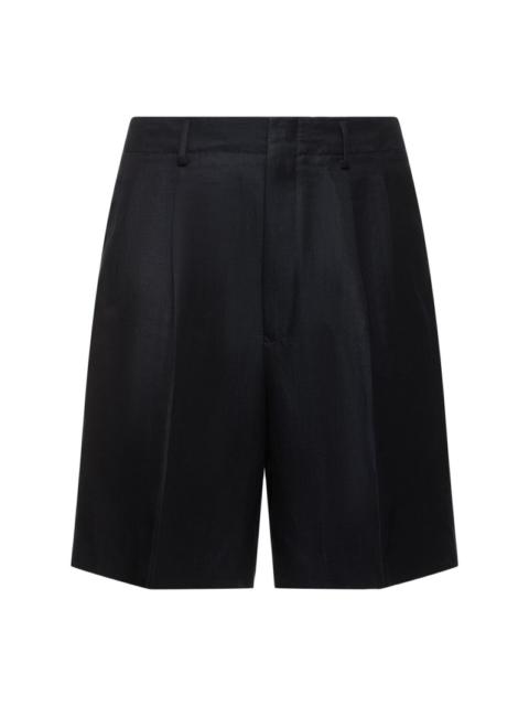 Loro Piana Joetsu pleated linen & silk shorts