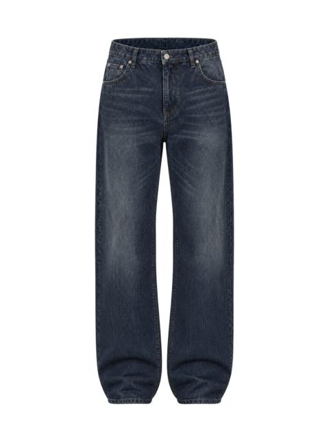 Marine Serre MOON LASER DARK BLUE WASH DENIM BARREL JEANS