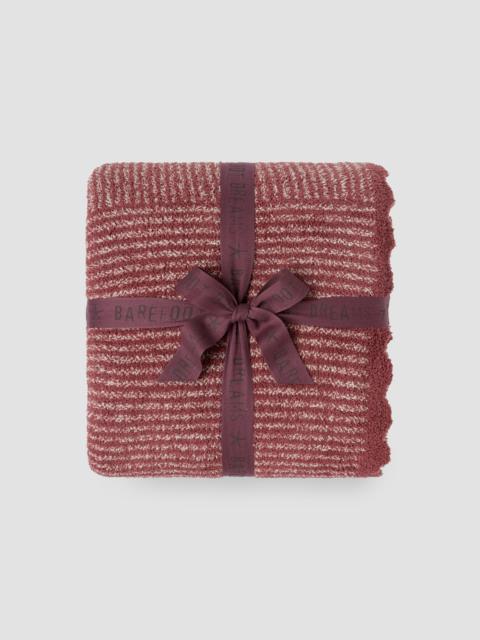 Barefoot Dreams CozyChic Scallop Stripe Throw Blanket - Canyon Rose Cream