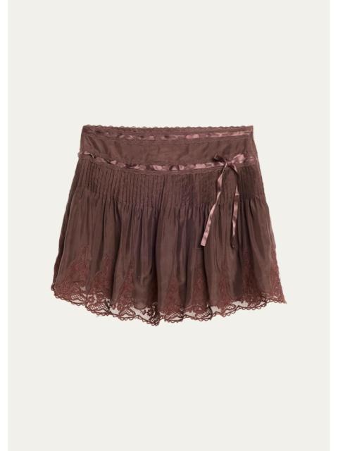 LoveShackFancy Marais Lace-Trim Mini Skirt