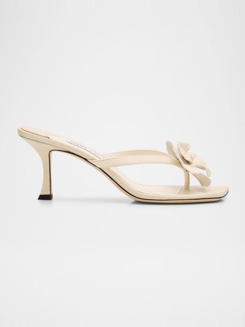 JIMMY CHOO 70mm Freja Flower Leather Sandals