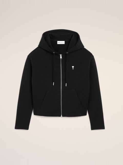 AMI Paris BLACK COTTON AMI DE COEUR ZIPPED HOODIE