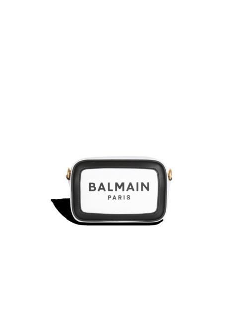 Balmain canvas B-Army camera bag with leather panels