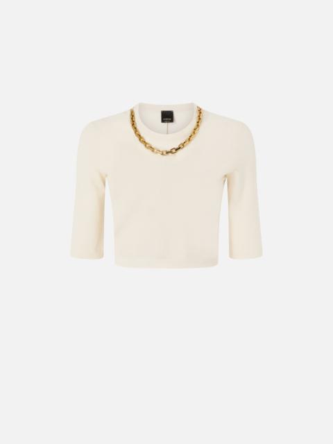 PINKO CROPPED SWEATER WITH CHAIN