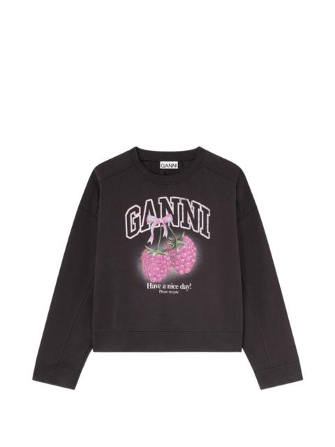 GANNI raspberry-print sweatshirt