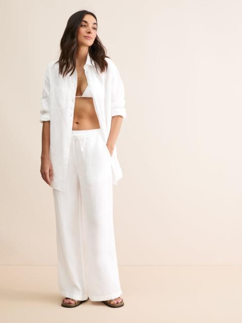 Derek Rose Women's Wide Leg Pants Sicily Linen White