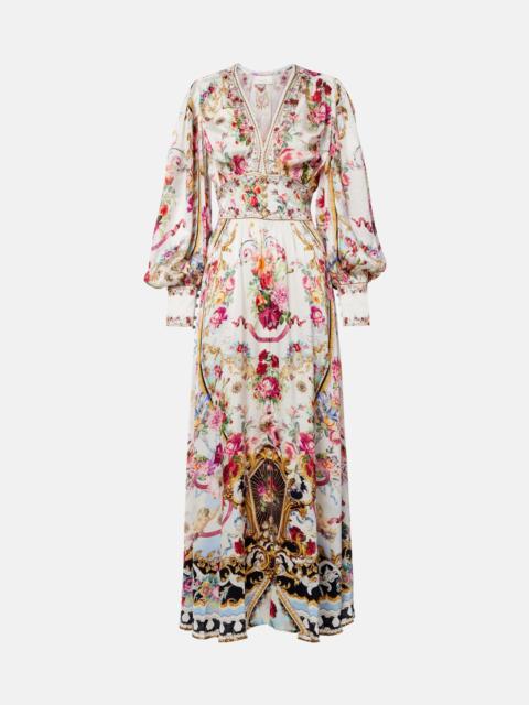 CAMILLA Floral silk satin maxi dress