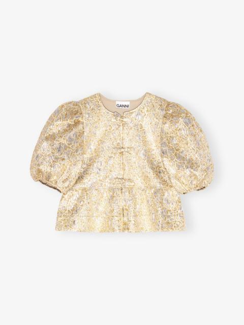 GOLD AND SILVER PEPLUM TIE STRING BLOUSE