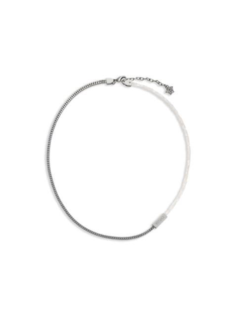 VERSACE logo-engraved beaded chain necklace