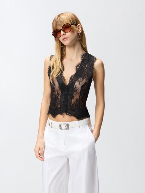 PINKO FLORAL VALENCIENNES LACE VEST