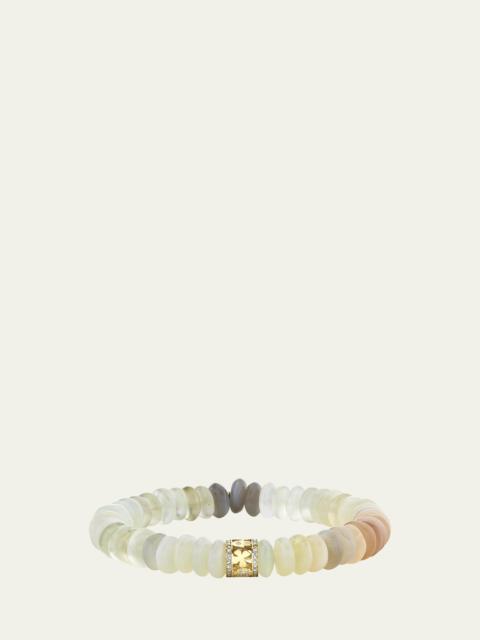 SYDNEY EVAN Lucky Rondelle on Multi Moonstone Smooth Rondelle Bracelet