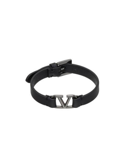 Valentino Black VLogo Signature Calfskin Bracelet