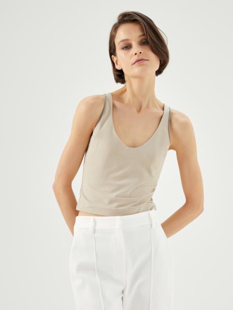 Brunello Cucinelli Stretch cotton jersey top with shiny trim
