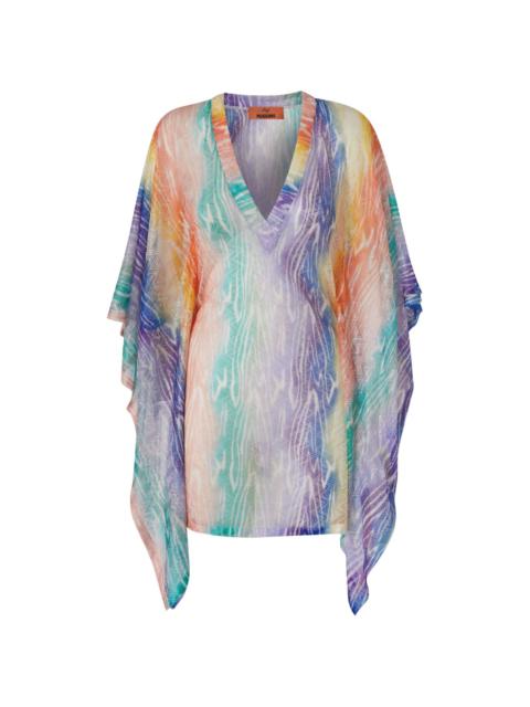 tie dye-print kaftan minidress