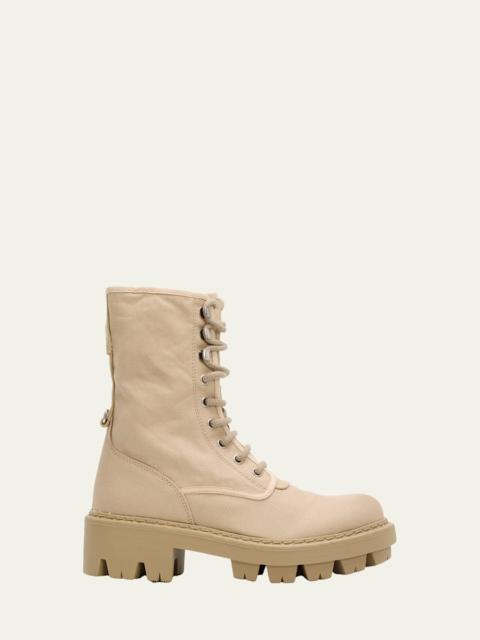 Prada Canvas Ankle Combat Boots