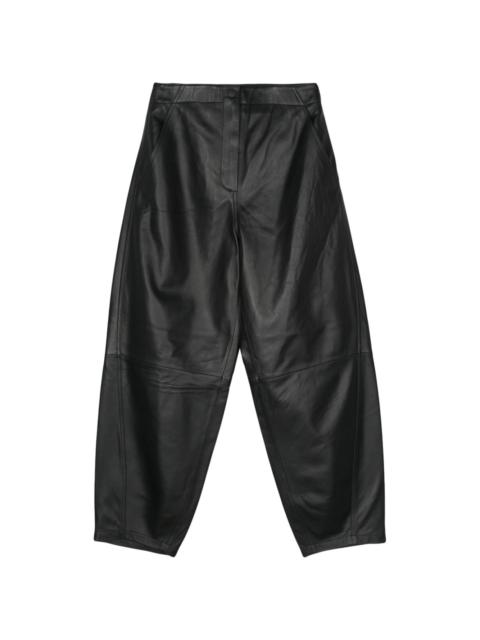 leather tapered trousers