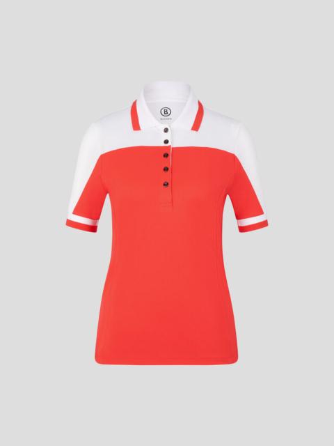 BOGNER Carolin Functional polo shirt in Red/White