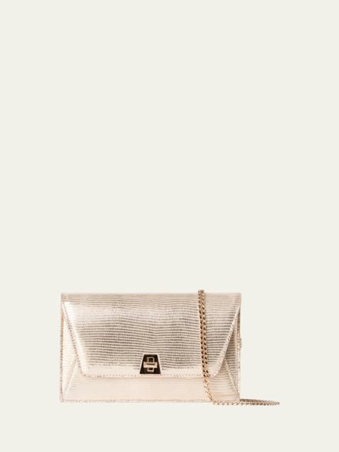 AKRIS Anouk Metallic Lizard-Embossed Crossbody Bag