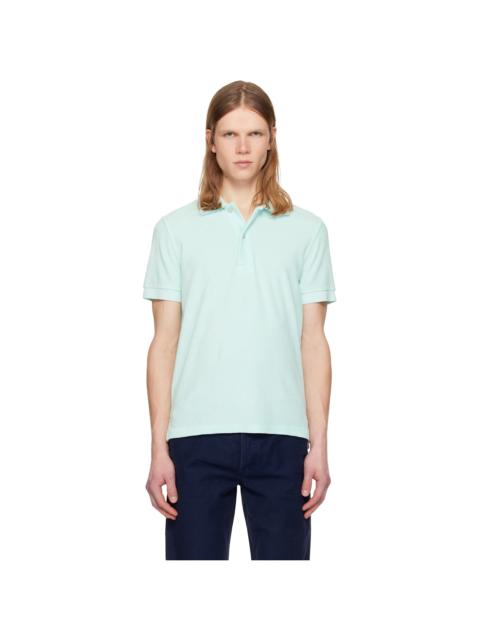 TOM FORD Blue Towelling Short Sleeve Polo