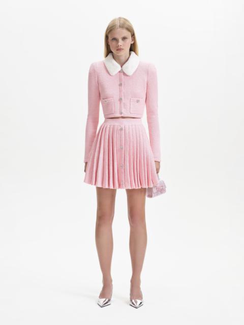 self-portrait Pink Pleated Knit Mini Skirt