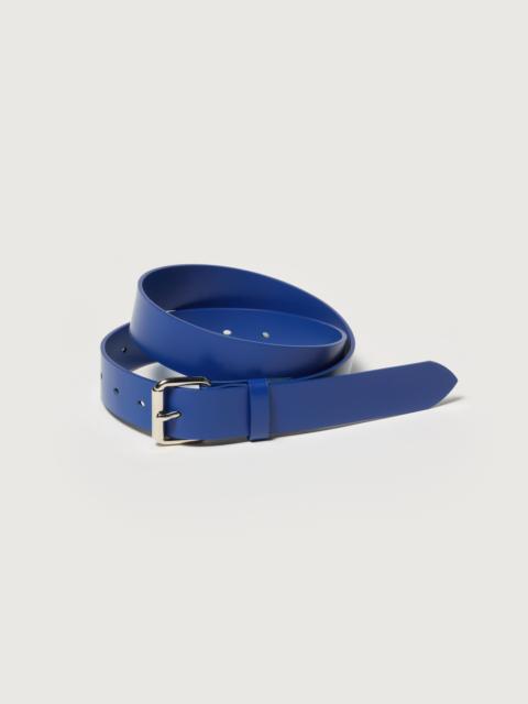 AURALEE GLAZED LEATHER ROLLER BUCKLE BELT