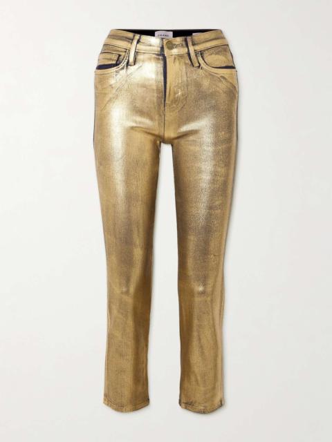 Le High Straight metallic cropped high-rise straight-leg jeans