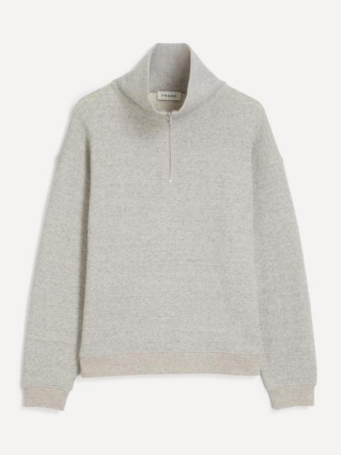 FRAME Heather Grey Relaxed Zip-Up Sweatshirt