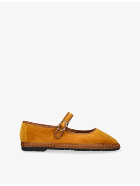 FLABELUS Amaranta Velvet Mary-Jane Flats