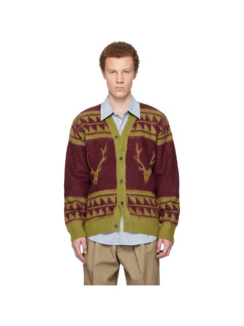 South2 West8 Red & Green Mohair V-Neck Cardigan