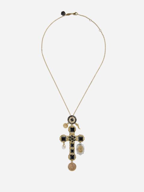 Dolce & Gabbana Sicily necklace in 18-karat yellow gold with black sapphires