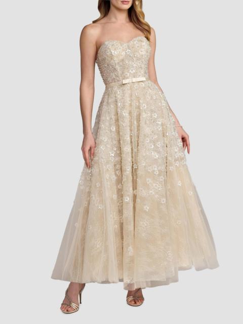 MAC DUGGAL Women's Sequin Floral Strapless Gown - Oyster