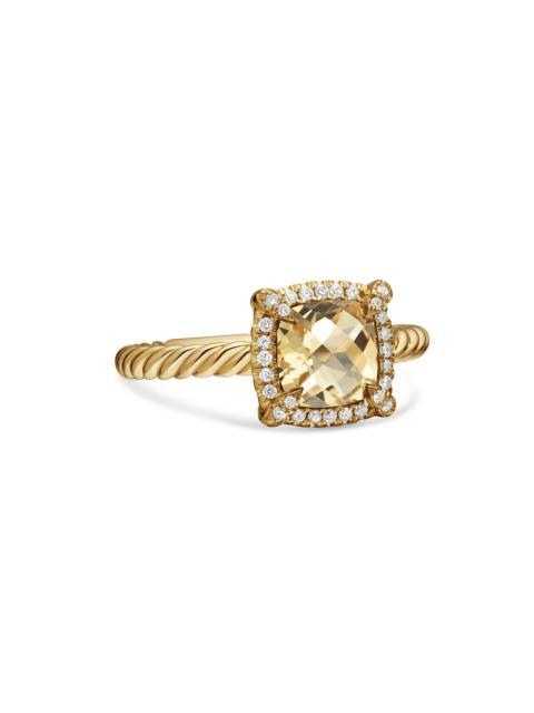 DAVID YURMAN Women's Petite Chatelaine Pavé Bezel Ring in 18K Yellow Gold with Diamonds - Champagne Citrine