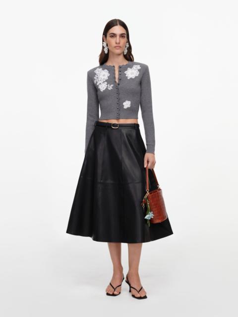 self-portrait Grey Lace Flower Knit Cardigan